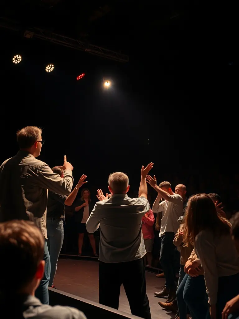 A dynamic image of a performance art event at ROCS ET SOURCES, capturing the energy and innovation of the artists, and the audience's engagement.