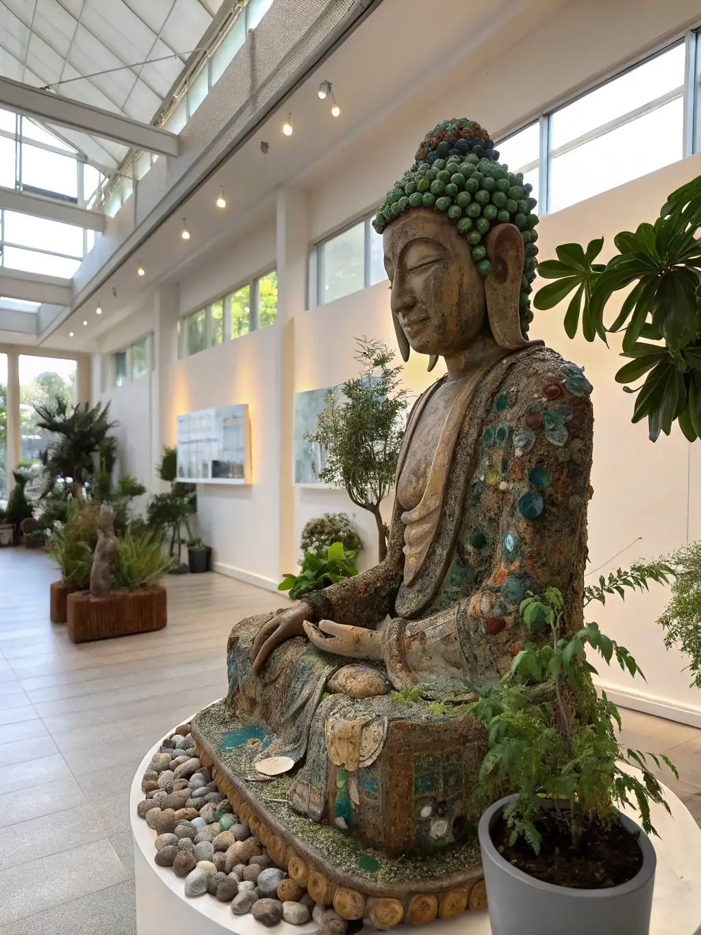 A sustainable art project using recycled materials, reflecting ROCS ET SOURCES' dedication to environmental responsibility and innovative art practices.